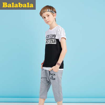 

Balabarra BALABALA male middle boy short sleeve suit big child clothes two-piece sleeve half sleeve 22192161102 black 110