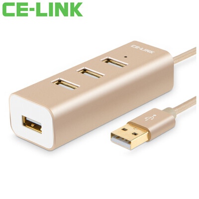 

CE-LINK 2423 USB2.0 4-port HUB hub 1 meter Apple notebook / super computer 2.0USB expansion mini-in-line HUB splitter Tu Hao gold