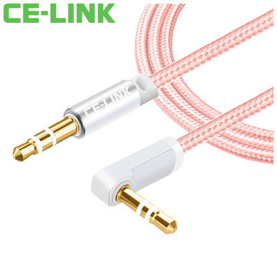 

CE-LINK 2461 Car AUX кабельный локоть 0,5 м 3,5 мм стерео аудио кабель для мобильного телефона плоский усилитель MP3 DVD розовое золото
