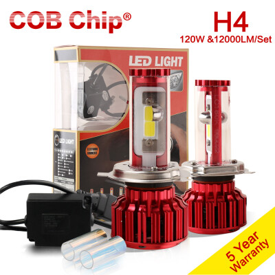 

120W 10000LM H4 LED Headlight Kit 9003 Bulb Hi/Lo Beam HB2 COB Lamp 5000k 6000k