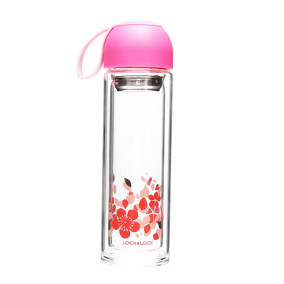 

Lock & lock colorful cups portable cups double glass cups insulated cups men&women 350mlLLG654PIK pink