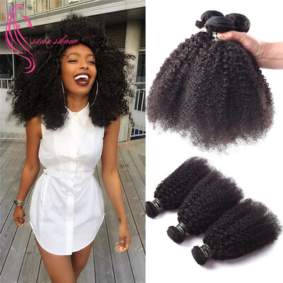 

7A Малайзийские волосы Virgin 3 Связки Афро Кудрявые вьющиеся волосы Мокрые и волнистые необработанные человеческие волосы Натуральный цвет Отличное качество