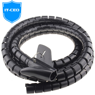 

IT-CEO Wireline Cable Tube Power Cord Storage Box Fixation Tackel Line Tape Finisher Black with Wire Holder Diameter 28mm Length 3m X0SXG-B