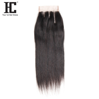 

HC Hair Company 8-18inch 4x4 Three Part Lace Closure Brazillian Straight Human Hair Natural Color Density 130% Remy Hair Can Be Dy