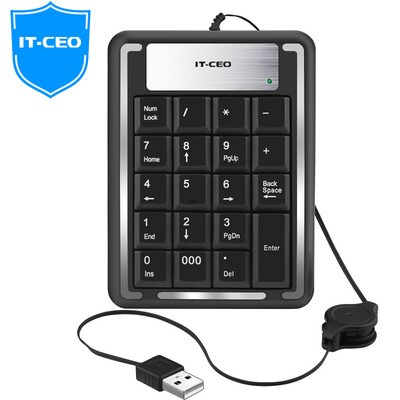 

IT-CEO USB Digital Keypad Mini Financial Keypad Accounting Bank Cashier Portable Keyboard Computer External Keypad 19 Key Drawing Black