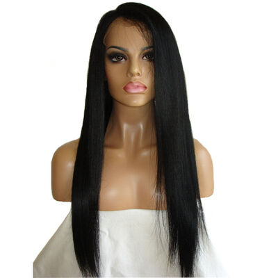 

Charming Hair 180% Density Straight Full Lace Wig Brazilian Virgin Human Hair Wig For Black Women With Baby Hair In Jet Black Colo