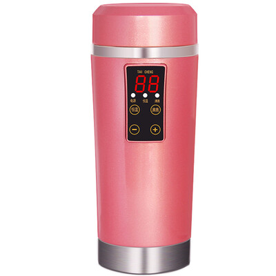 

Taicheng TAI CHENG Car Electric Cup 12V Car Boiler Cup Heating Cup Kettle Travel Portable Insulation Water Heater C07 Pink