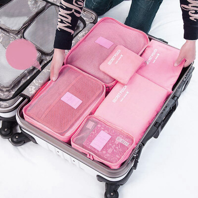 

40000 km travel bag bag waterproof baggage finishing package bag clothing storage finishing bag underwear bag 6 six suit SW1003 pink