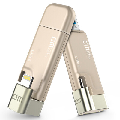 

DM AGP 32G fingerprint encryption Apple phone u disk USB30 Apple official MFi certification iPhone&iPad iMac double-headed rotary U disk champagne gold