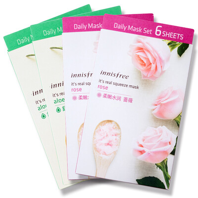 

Innisfree Innisfree действительно Crafts Xianrun маска 4 коробка (Aloe маска 2 коробки + Rose маска 2 коробки)