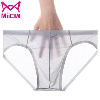 

Cat people MiiOW [2] men's underwear thin ice silk breathable sports triangle underwear men's pure color tide male U convex breathable briefs pants underwear mysterious black light gray