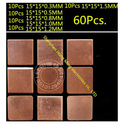 

60PCS/Set 15mm x 15mm Thermal Conductive Pads Copper Mat for PC Repair GPU GBA CPU CHIP Memory IC