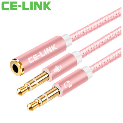 

CE-LINK 2432 Audio cable One minute extension cable 0.2M 3.5 Stereo audio cable Headset Splitter Mobile phone Flat audio cable Rose gold