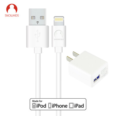 

Сноукид одного порта USB-зарядное устройство / головка 5V / 1A адаптер питания + iPhone5 / 6s / 6Plus / 7 Plus Кабель для передачи данных Apple MFi / зарядный кабель 2-метровый белый костюм