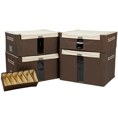 

Locks&buckles large capacity storage box dot five-piece iron frame Oxford cloth hundred-barrel clothing storage box with lid storage box storage box LLB157CW005