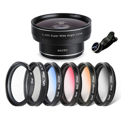 

KYOTSU Jingsheng mobile phone lens wide-angle macro fish eye nine Apple iphone Huawei millet universal selfie phase SLR external camera black
