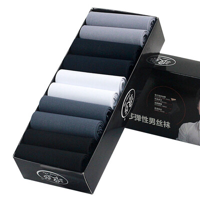 

LANG SHA Mens Silk Stockings Business Leisure Sports Ultra-thin At All Reasons Socks The Two Pairs Of Five Colors Free Size 10pcs