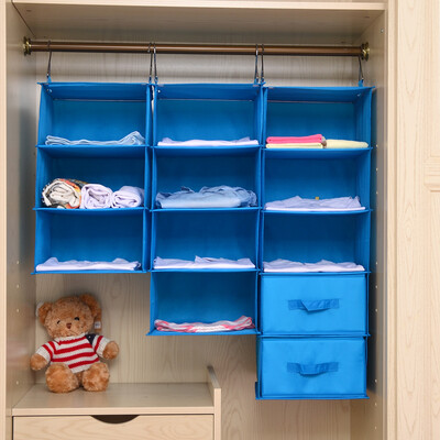 

Bicoy oxford cloth closet storage hanging bag hanging storage bag storage bag 3 layer hanging kitchen lake blue