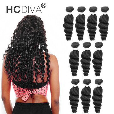 

Free Shipping Unprocessed Hair Bundle Wholesale 10 bundles Brazilian Virgin Hair Loose Wave Hair Weaving HCDIVA Hair Products