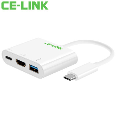 

CE-LINK Type-C to VGA Adapter+USB 3.0 Hub/Type-C to HDMI Adapter+USB 3.0 Hub (Rechargeable