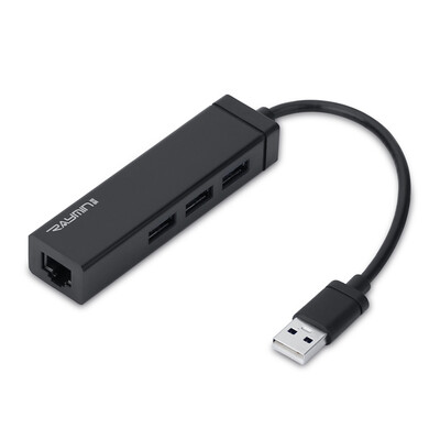 

Rui Ming HB3001BK USB splitter 20 wired network card network port converter USB to RJ45 interface support Apple Mac smart box flat&other black
