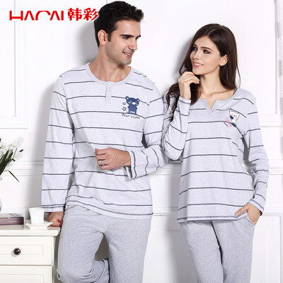 

Han Cai HACAI pajamas women long sleeves autumn thin sets of sets of women&39s clothing home suit linen gray 15580