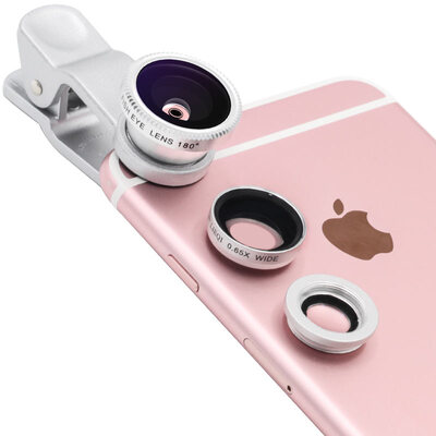 

Adventure LIEQI LQ-603 mobile phone lens wide-angle fish-eye macro three-in-one set of Apple Huawei external camera silver