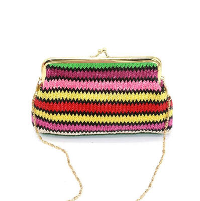 

New national wind wallet multi-color weaving ladies change purse wave pattern oblique cross package