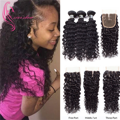 

7A Mongolian Virgin Hair 3 Bundles With 4x4 Closure Deep Wave Hair Smooth Hair Pieces Double Weft Extremely Cheap