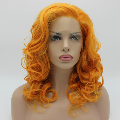 

Iwona Hair Wavy Shoulder Length Golden Wig Half Hand Tied Heat Resistant Synthetic Lace Front Wig