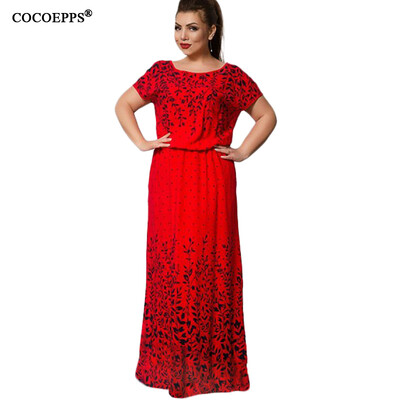 

COCOEPPS 2017 Summer Women L-6XL Chiffon Print Long Dress Short Sleeve Casual Floor-Length Large Big Size Maxi Dresses vestidos