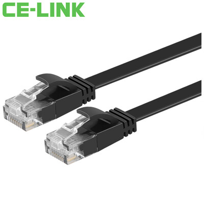 

CE-LINK 3099 плоский шестижильный кабель с витой парой / 5 метров CAT6 UTP безкислородный медный кабель плоские линии перемычки для компьютеров категории 6 сетевой кабель черный