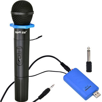 

Dual promise F02 handheld wireless microphone KTV home speaker loudspeaker microphone black with battery 65mm adapter