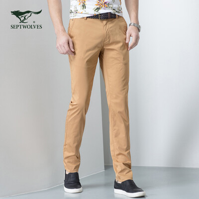 

Seven wolves (SEPTWOLVES) casual pants summer new fashion wild oblique oblique pocket Slim trousers men's apricot 36A