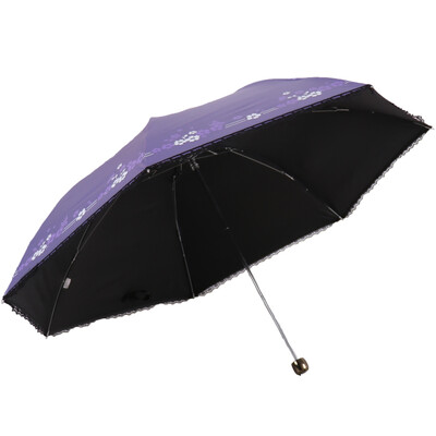 

Jingdong supermarket] paradise umbrella walk pastoral black polyester color plastic three fold pencil sunny umbrella sun umbrella green 33015E