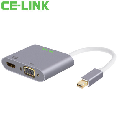 

CE-LINK Mini DP к VGA/HDMI/DVI тройной конвертер 4K Mini DisplayPort