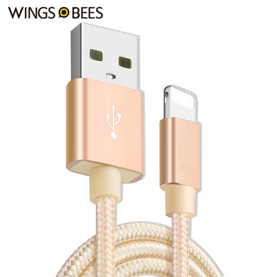 

2-piece Bee-winged apple 6 6S 7 data line braided wire 1 meter Tuhao gold mobile phone charger line power cord support iphone5 5s 7P SE ipad air mini
