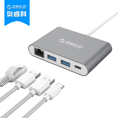 

ORICO RCR2A USB3.0 Splitter Type-c to RJ45 card hub MACBOOK aluminum HUB Gigabit network conversion expansion accessories deep gray