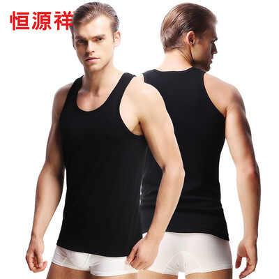 

Jingdong Supermarket Hengyuanxiang Men&39s Vest Lycra Cotton Slimming Shirt Simple Sports T-shirt Black 2-piece equipment L170 95