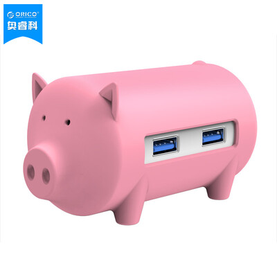 

ORICO H4018-U3 Creative Pig 3 USB3.0 Splitter Laptop HUB Desktop Hub SD / TF Card Reader Pink