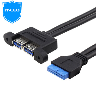 

IT-CEO Y1SATA-19 Компьютерная материнская плата 19 / 20Pin turn 2 USB3.0 кабель высокоскоростное расширение 2-портовый концентратор концентратора / один перетащить два USB-сплиттера 0,5 м черный