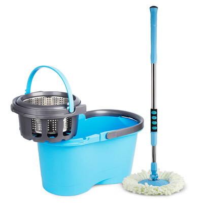 

(SKE) Suspension Barrel Barrel Rotary Mop Barrel Mop Dual Drive Steel Plate Basket Removable steel basket with four mop head (blue / red)