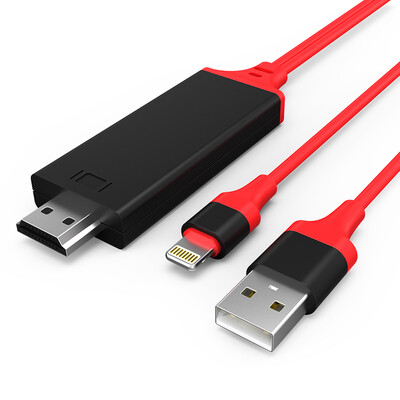 

BIAZE Apple, к HDMI видео кабель с экрана мобильного телефона молнии Apple, включите HDMI HD 1080P переключатель конвертер адаптер кабель HD TV проектор красный R5-