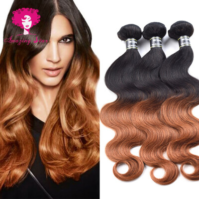 

Amazing Star Hair Brazilian Virgin Hair Ombre Body Wave 3 Bundles Body Wave Human Hair Extensions Can Be Bleached and Dyed T1B/30