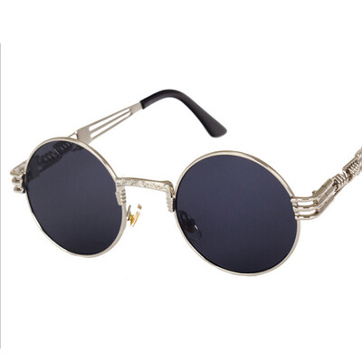 

Peekaboo vintage retro gothic mirror sunglasses gold and black sun steampunk glasses round circle men UV gafas de sol