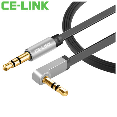

CE-LINK 2561 AUX audio cable with elbow flat wire 05 m 35mm stereo audio line male to female car phone flat headset cable line gray gray line
