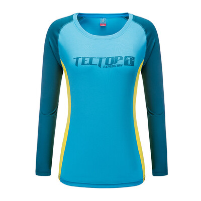 

Tectop quick-drying T-shirt outdoor men and women models breathable quick-drying T-shirt round neck long-sleeved color printing speed dry clothes men white