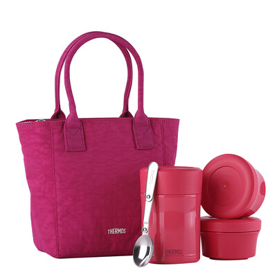 

THERMOS FAMILY VACUUM STAINLESS STEEL Warming Stewed Sash Tank Set New Three-piece Set Containing Fresh-keeping Box TCLA-470 CRB