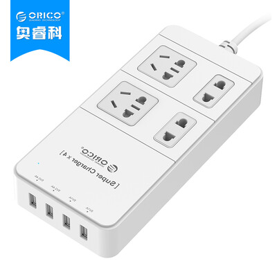 

ORICO TPC-4A4U GB 4-digit socket row plug insert patch panel patch panel smart 4-port USB phone flat panel charger 15-meter white