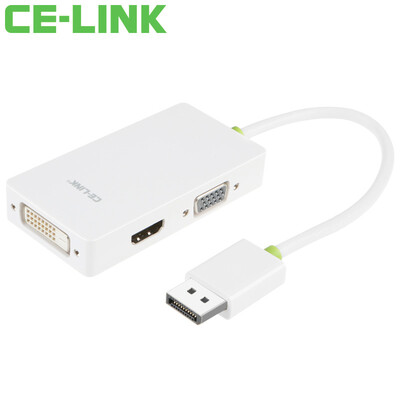 

CE-LINK DP to VGA HDMI DVI triple-play converter DisplayPort adapter Macbook lightning interface connected to high-definition TV projector white 1096